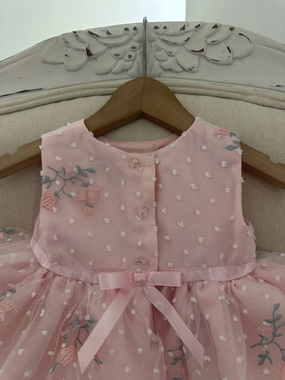 🦢 6~9 Mth Pink Tulle Princess Wedding Baby Dress with Matching Knit Bolero NWOT - Picture 8 of 16